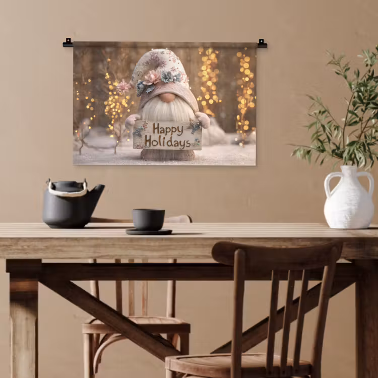 Kerst - Gnome - Bord - Kleurrijk Wandkleed katoen klein -sfeer6