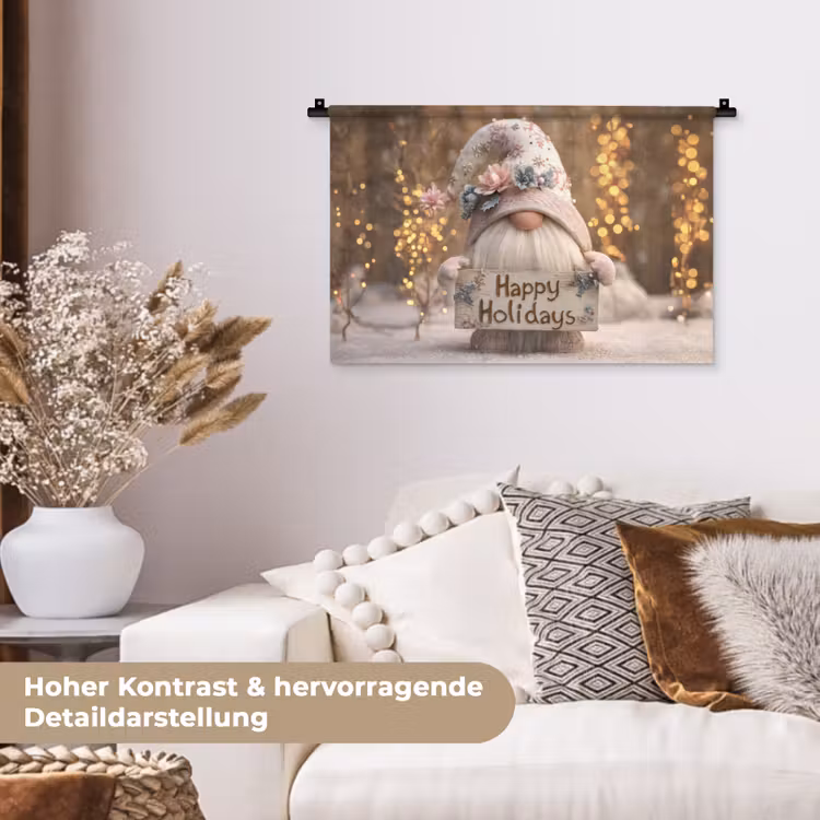 Kerst - Gnome - Bord - Kleurrijk Wandkleed katoen klein -tsfeer1_DE