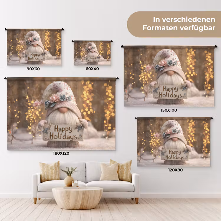 Kerst - Gnome - Bord - Kleurrijk Wandkleed katoen klein -tsfeer8_DE