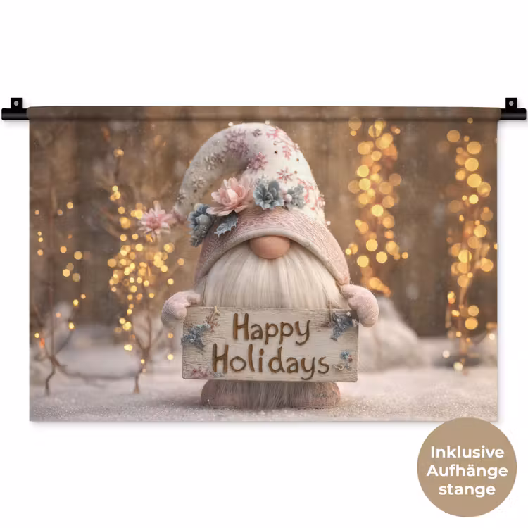 Kerst - Gnome - Bord - Kleurrijk Wandkleed katoen klein -t3d_DE