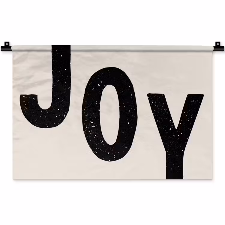 Kerst - Quote - Joy - Zwart - Feestdagen Wandkleed katoen klein -zz3d