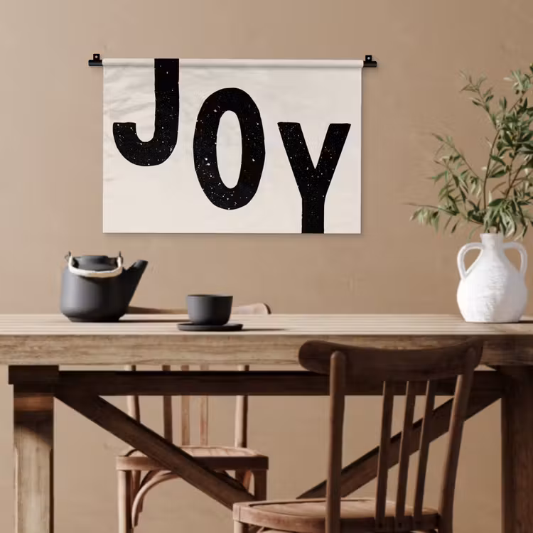 Kerst - Quote - Joy - Zwart - Feestdagen Wandkleed katoen klein -sfeer6
