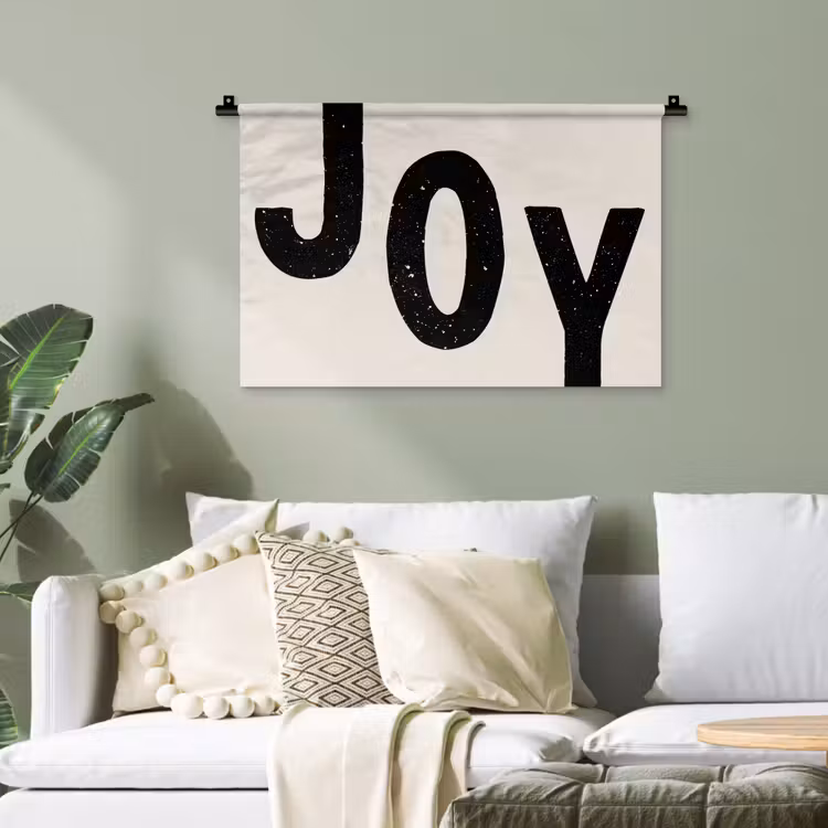 Kerst - Quote - Joy - Zwart - Feestdagen Wandkleed katoen klein -sfeer7