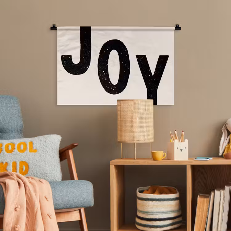 Kerst - Quote - Joy - Zwart - Feestdagen Wandkleed katoen klein -wsfeer4_kind