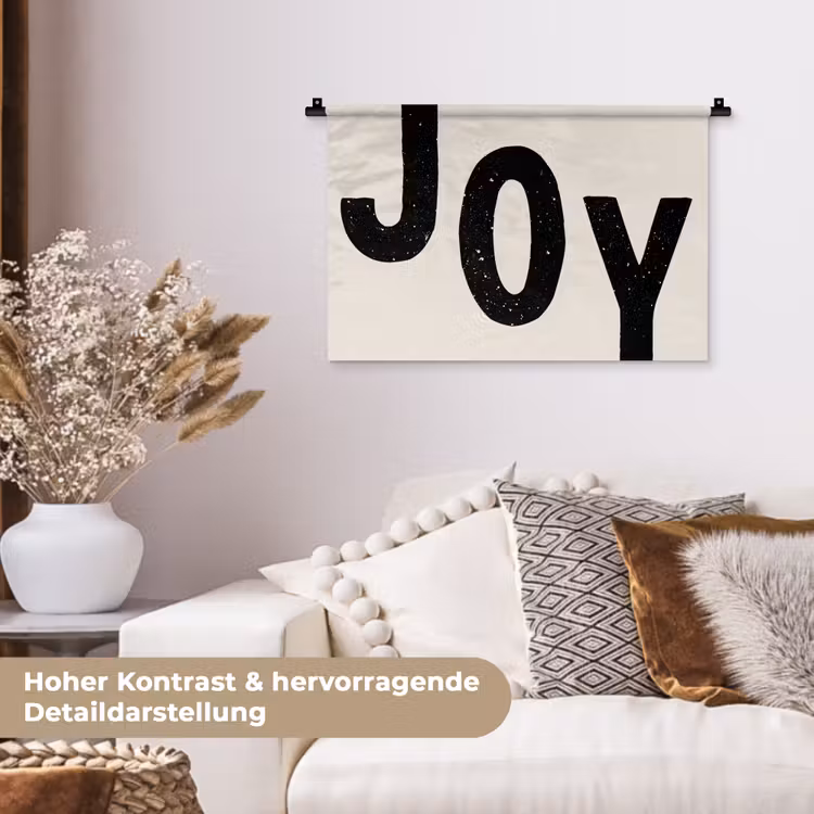 Kerst - Quote - Joy - Zwart - Feestdagen Wandkleed katoen klein -tsfeer1_DE