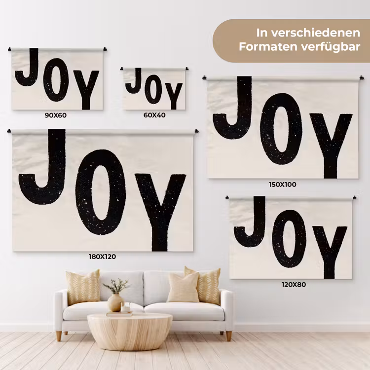 Kerst - Quote - Joy - Zwart - Feestdagen Wandkleed katoen klein -tsfeer8_DE