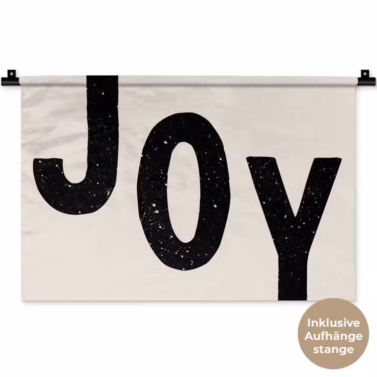 Kerst - Quote - Joy - Zwart - Feestdagen Wandkleed katoen klein -t3d_DE