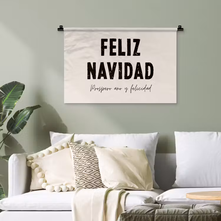 Kerst - Quotes - Feliz navidad - Kerstmis - Feestdagen Wandkleed katoen klein -sfeer7