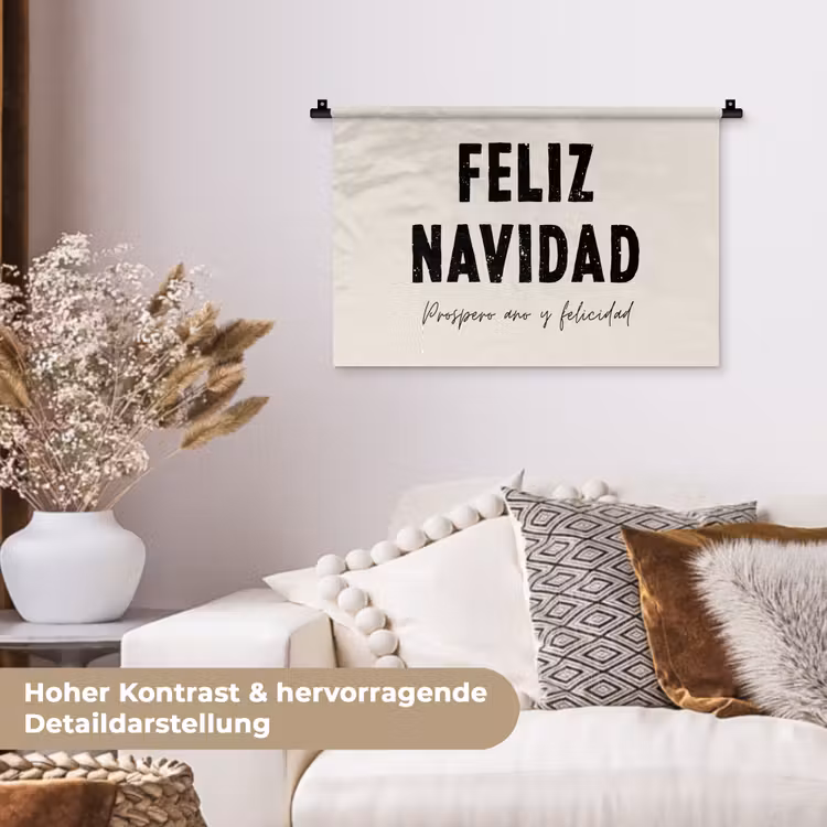 Kerst - Quotes - Feliz navidad - Kerstmis - Feestdagen Wandkleed katoen klein -tsfeer1_DE