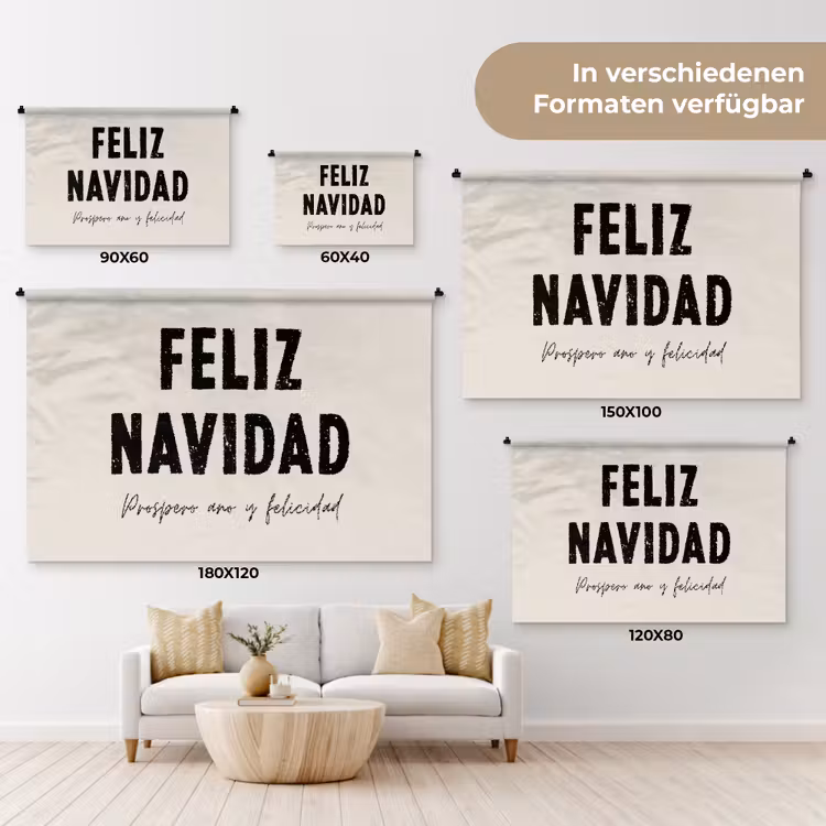 Kerst - Quotes - Feliz navidad - Kerstmis - Feestdagen Wandkleed katoen klein -tsfeer8_DE