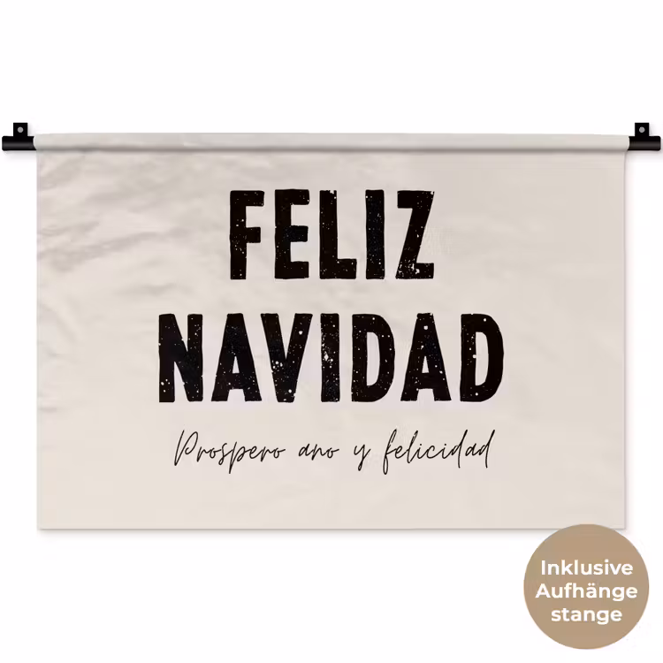 Kerst - Quotes - Feliz navidad - Kerstmis - Feestdagen Wandkleed katoen klein -t3d_DE