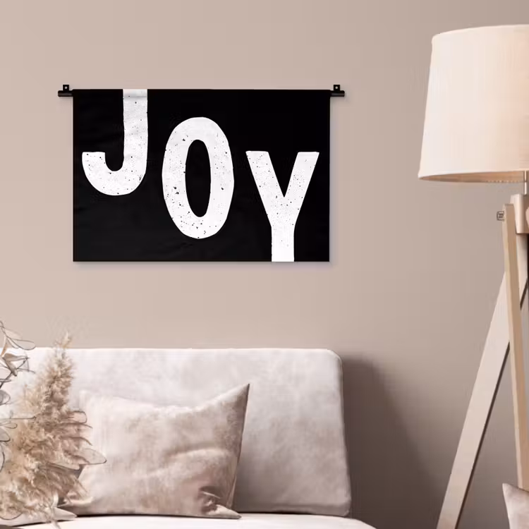 Kerstmis - Quotes - Joy - Zwart - Feest Wandkleed katoen klein -sfeer4
