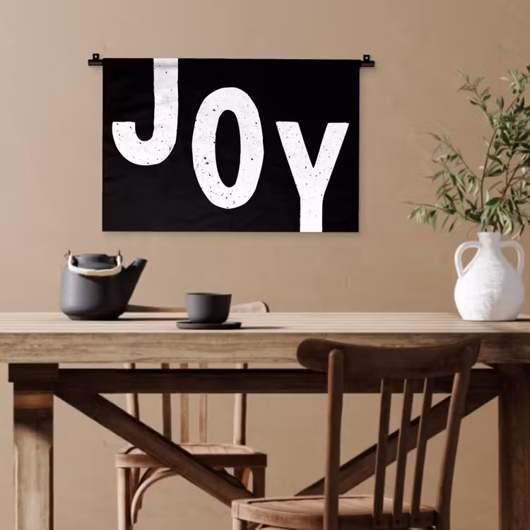 Kerstmis - Quotes - Joy - Zwart - Feest Wandkleed katoen klein -sfeer6