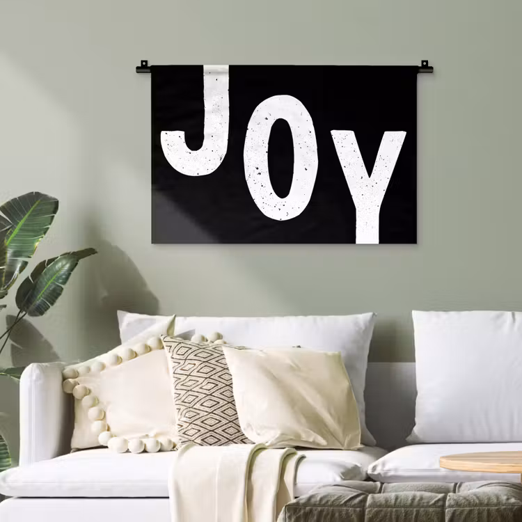 Kerstmis - Quotes - Joy - Zwart - Feest Wandkleed katoen klein -sfeer7