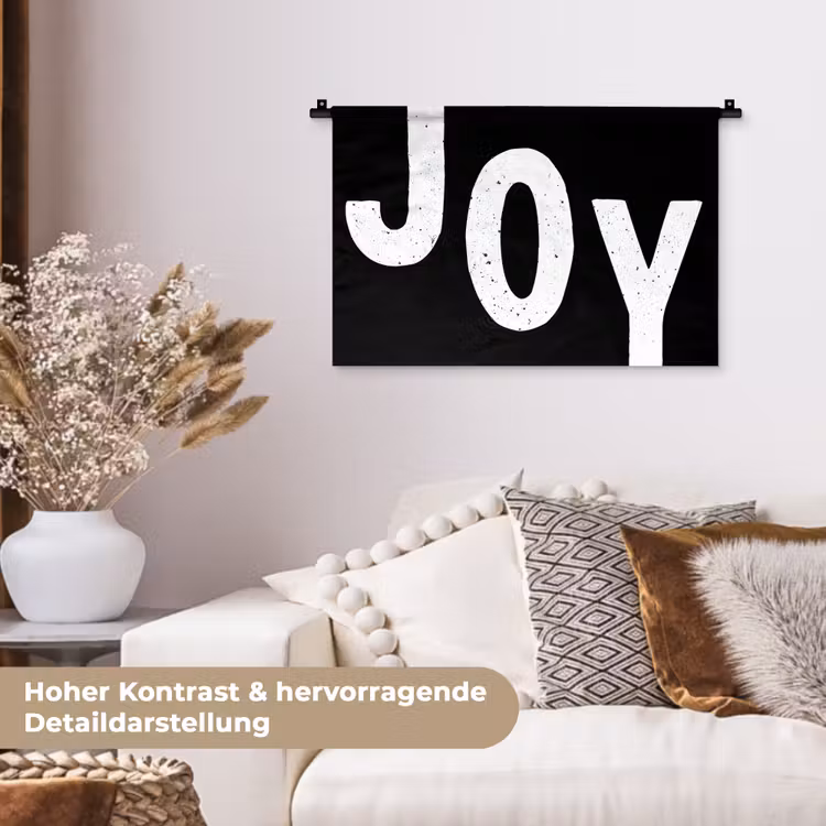 Kerstmis - Quotes - Joy - Zwart - Feest Wandkleed katoen klein -tsfeer1_DE