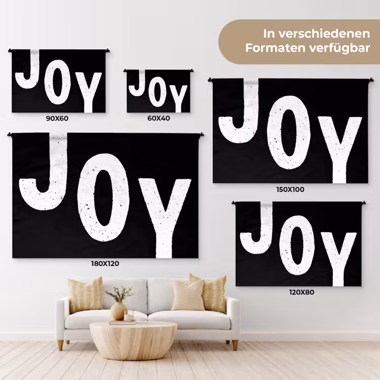 Kerstmis - Quotes - Joy - Zwart - Feest Wandkleed katoen klein -tsfeer8_DE