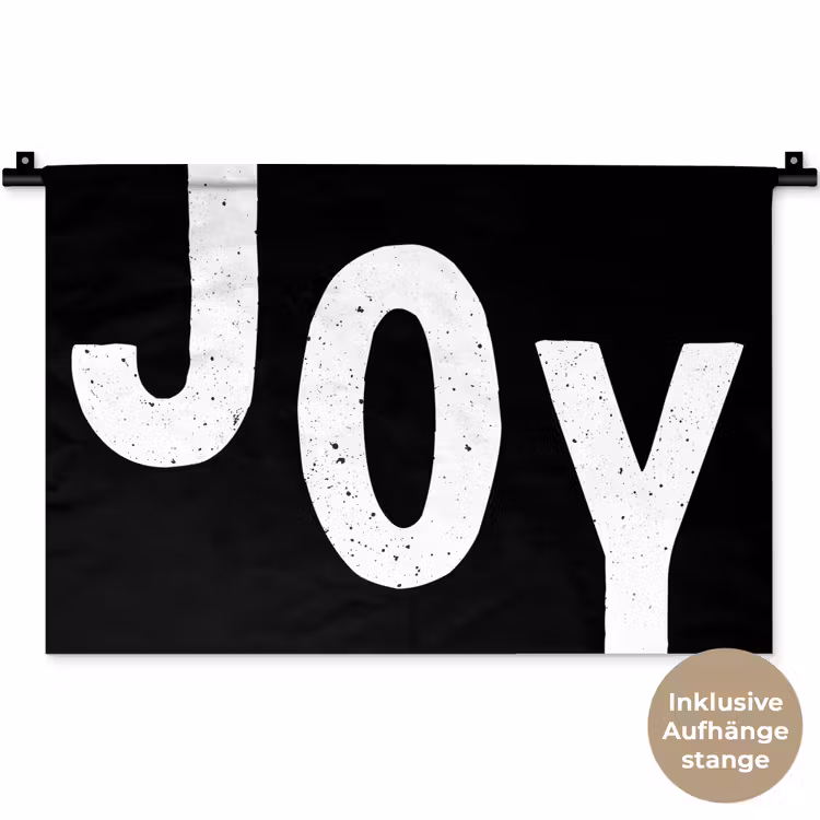 Kerstmis - Quotes - Joy - Zwart - Feest Wandkleed katoen klein -t3d_DE