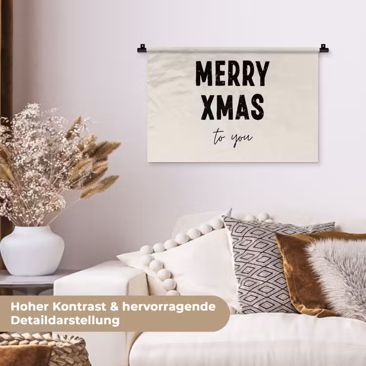 Kerst - Quotes - Merry xmas - Feestdagen - Zwart Wandkleed katoen klein -tsfeer1_DE
