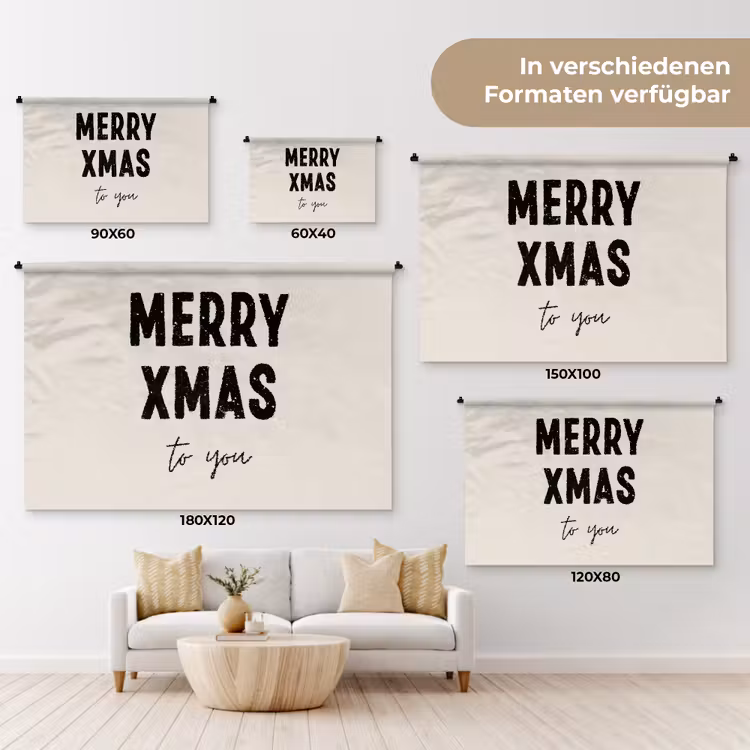 Kerst - Quotes - Merry xmas - Feestdagen - Zwart Wandkleed katoen klein -tsfeer8_DE