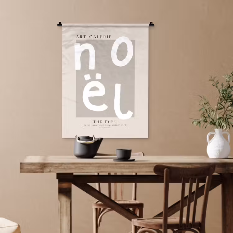 Kerstmis - Quotes - Noël - Wit - Beige Wandkleed katoen klein -sfeer6