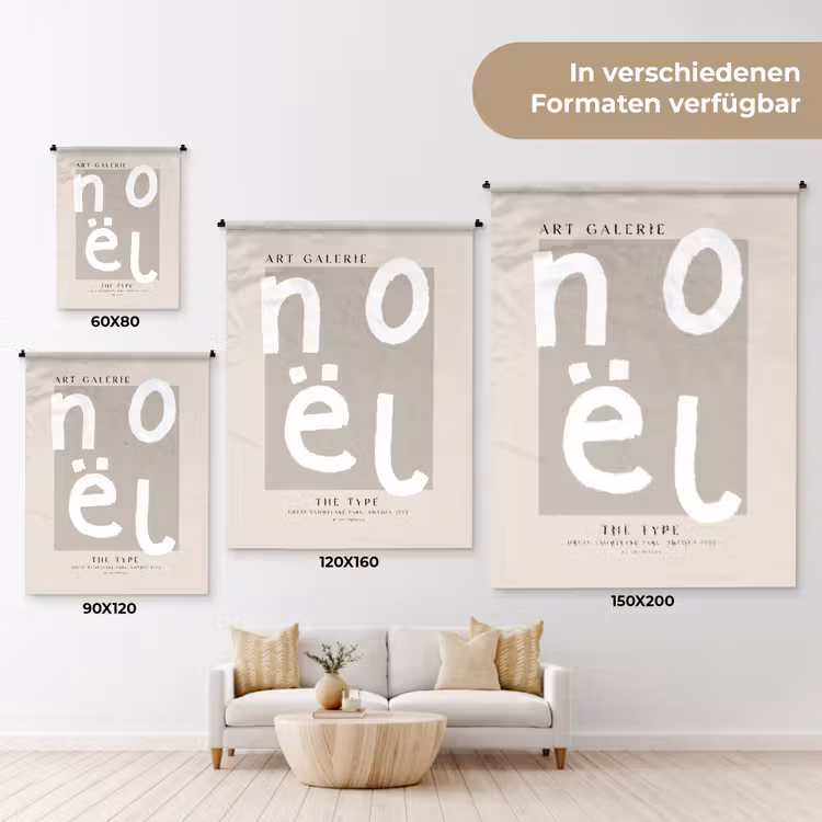 Kerstmis - Quotes - Noël - Wit - Beige Wandkleed katoen klein -tsfeer8_DE