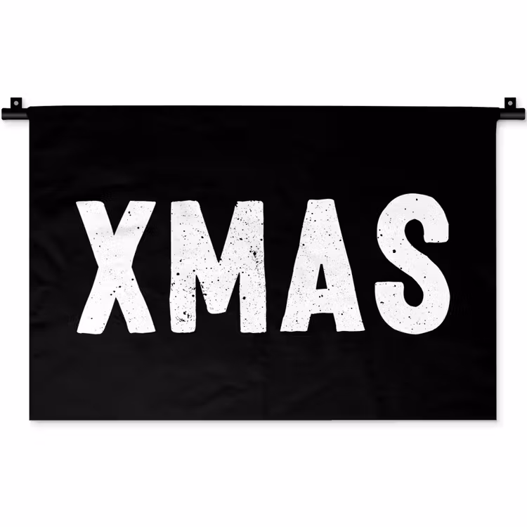Kerst - Quotes - Xmas - Zwart - Feestdagen Wandkleed katoen klein -zz3d