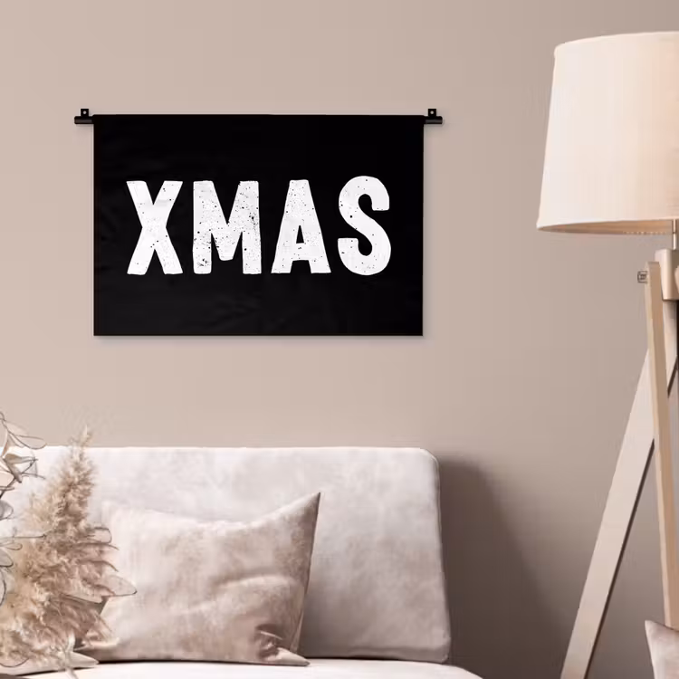 Kerst - Quotes - Xmas - Zwart - Feestdagen Wandkleed katoen klein -sfeer4