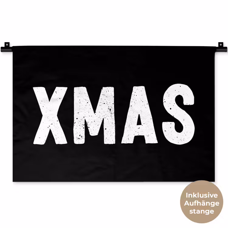 Kerst - Quotes - Xmas - Zwart - Feestdagen Wandkleed katoen klein -t3d_DE