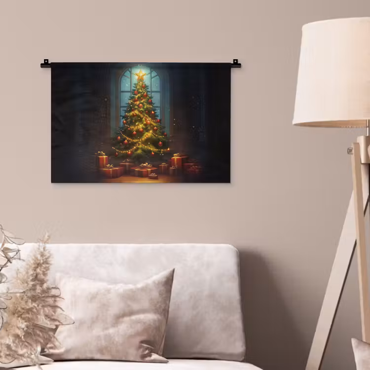 Kerstboom - Cadeau - Kerst - Winter Wandkleed katoen klein -sfeer4