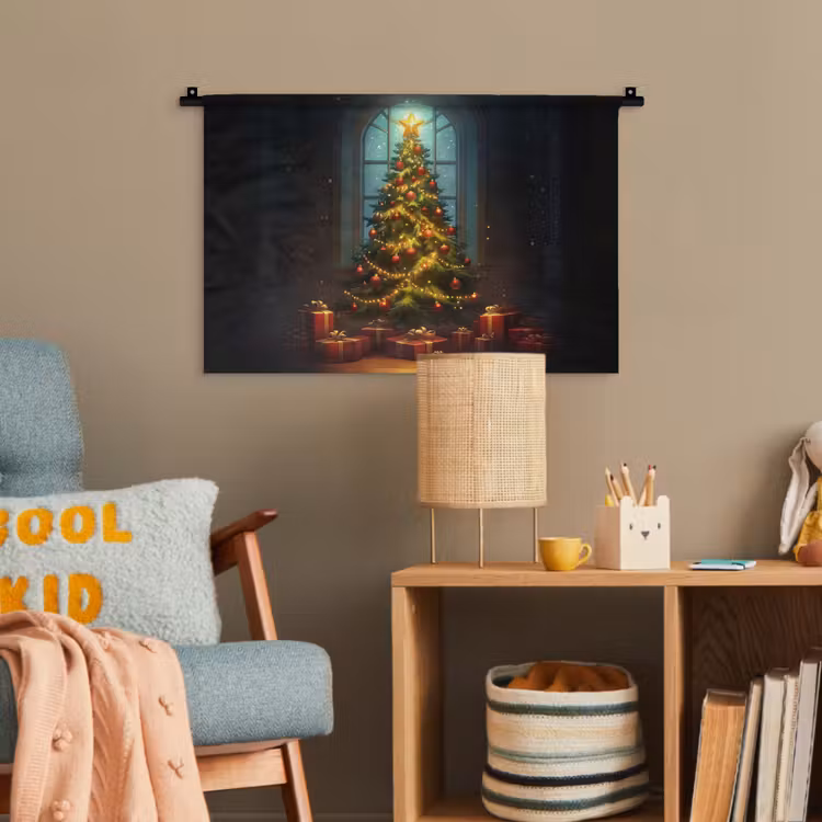 Kerstboom - Cadeau - Kerst - Winter Wandkleed katoen klein -wsfeer4_kind