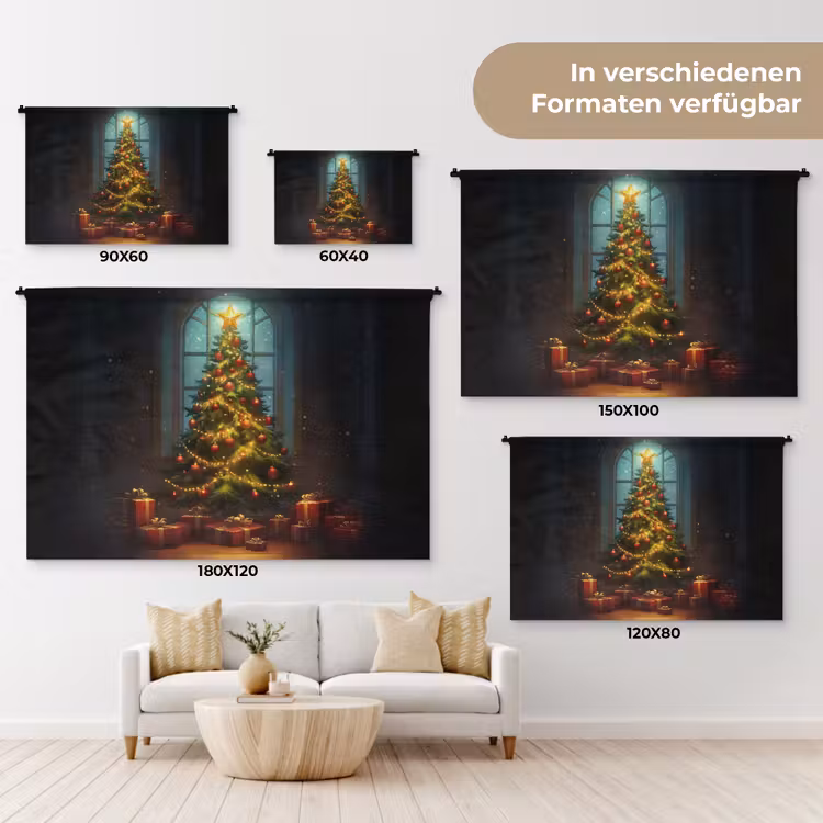Kerstboom - Cadeau - Kerst - Winter Wandkleed katoen klein -tsfeer8_DE