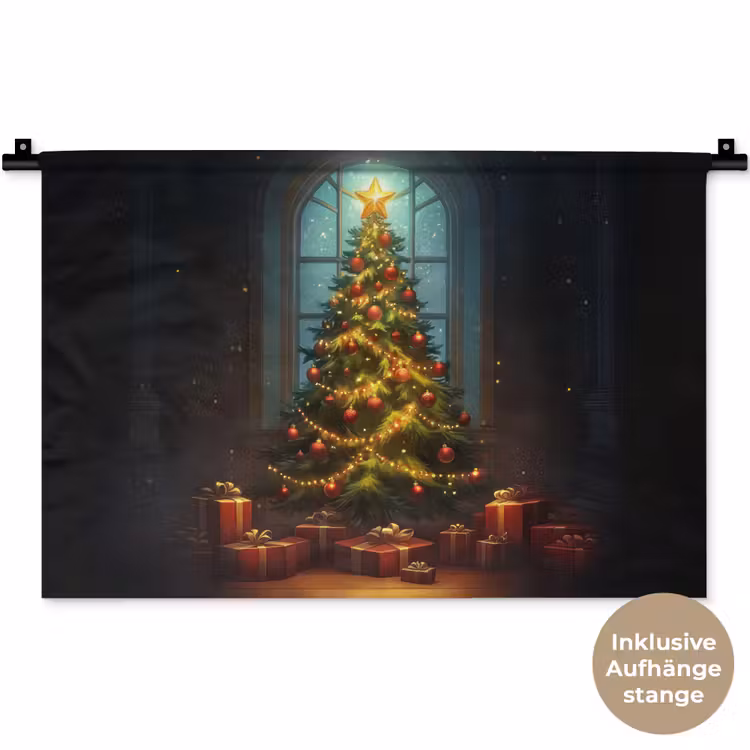 Kerstboom - Cadeau - Kerst - Winter Wandkleed katoen klein -t3d_DE