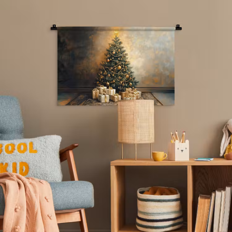 Kerstboom - Cadeaus - Goud Wandkleed katoen klein -wsfeer4_kind