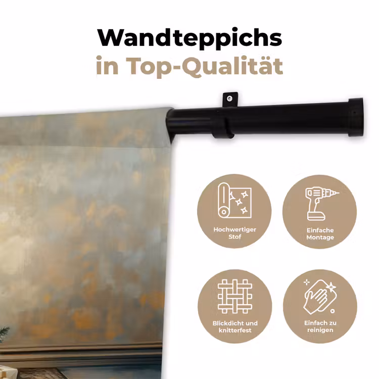 Kerstboom - Cadeaus - Goud Wandkleed katoen klein -tsfeer2_DE