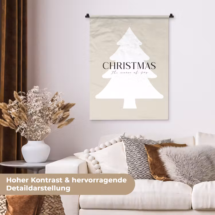 Kerstboom - Japandi - Christmas - Beige Wandkleed katoen klein -tsfeer1_DE