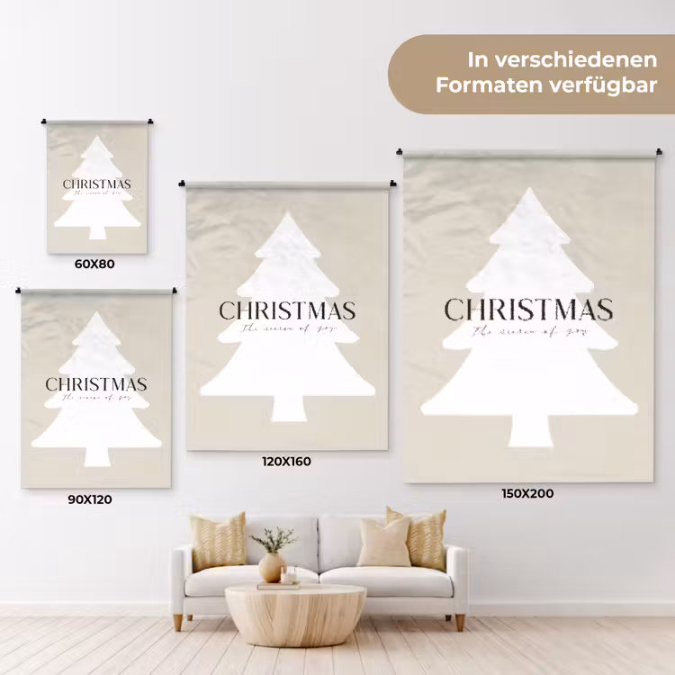 Kerstboom - Japandi - Christmas - Beige Wandkleed katoen klein -tsfeer8_DE