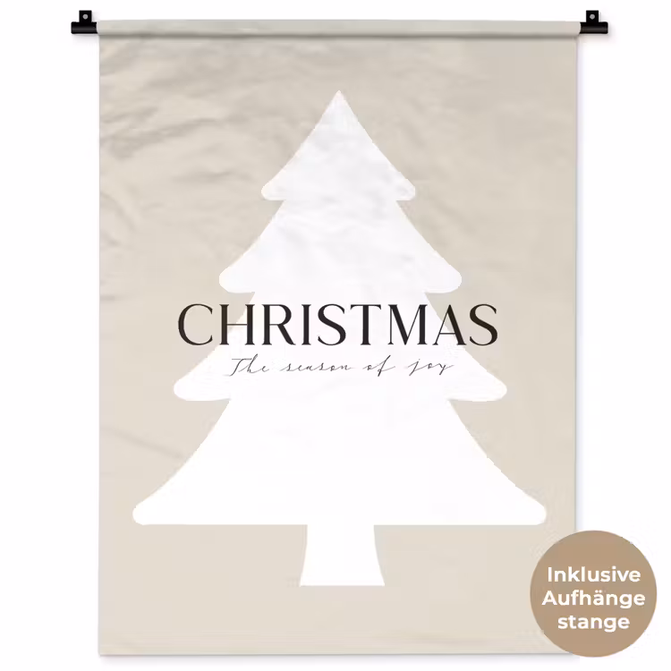 Kerstboom - Japandi - Christmas - Beige Wandkleed katoen klein -t3d_DE