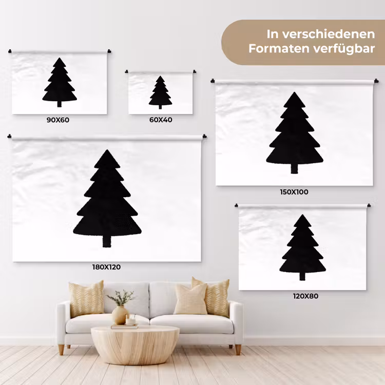 Kerstboom - Zwart - Kerstmis - Feest Wandkleed katoen klein -tsfeer8_DE