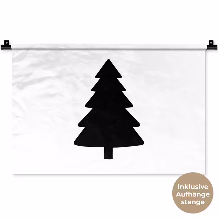 Kerstboom - Zwart - Kerstmis - Feest Wandkleed katoen klein -t3d_DE