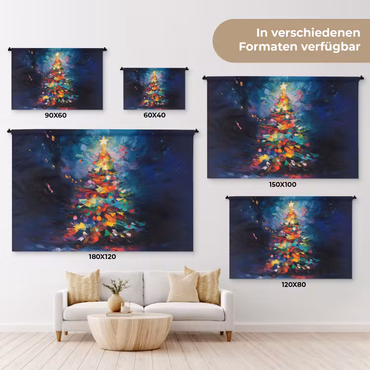 Kerstboom - Kerst - Abstract - Kleurrijk Wandkleed katoen klein -tsfeer8_DE