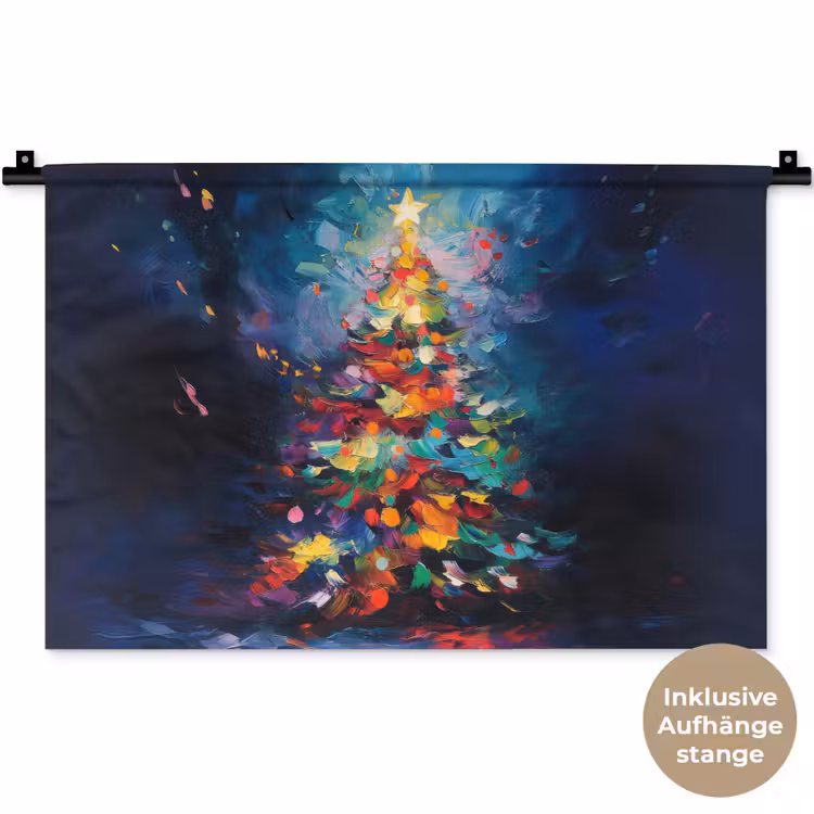 Kerstboom - Kerst - Abstract - Kleurrijk Wandkleed katoen klein -t3d_DE