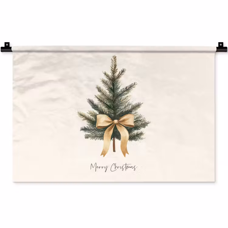 Kerstboom - Kerst - Merry Christmas - Beige Wandkleed katoen klein -zz3d