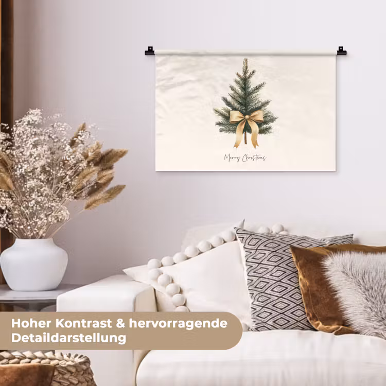 Kerstboom - Kerst - Merry Christmas - Beige Wandkleed katoen klein -tsfeer1_DE