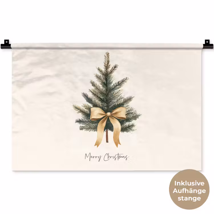 Kerstboom - Kerst - Merry Christmas - Beige Wandkleed katoen klein -t3d_DE