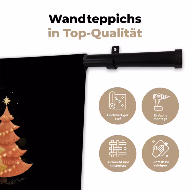 Kerstbomen - Kleurrijk - Lichtjes - Ster Wandkleed katoen klein -tsfeer2_DE