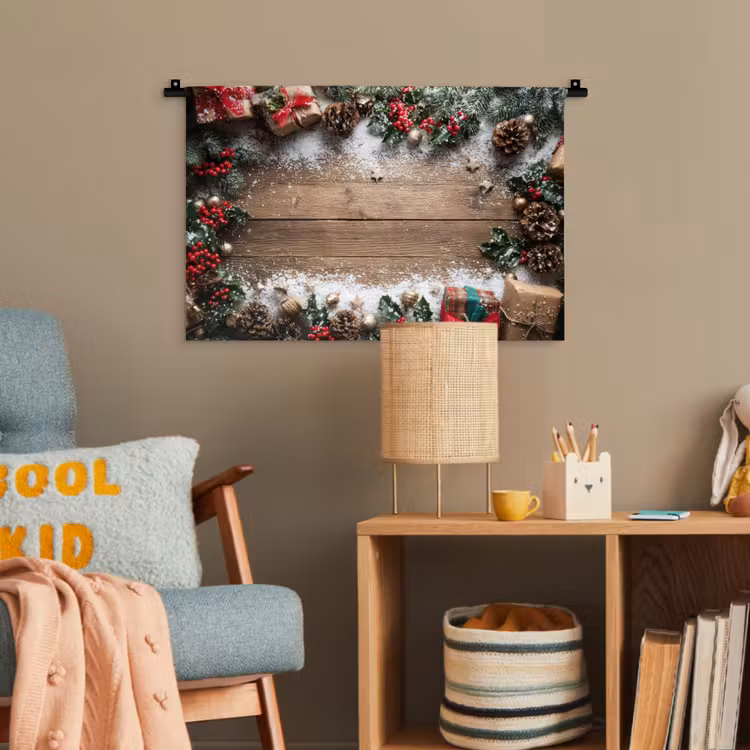Kerstdecoratie - Geschenken - Hout - Veelkleurig Wandkleed katoen klein -wsfeer4_kind