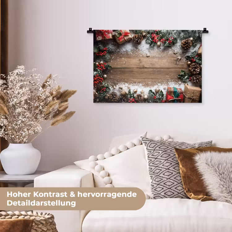 Kerstdecoratie - Geschenken - Hout - Veelkleurig Wandkleed katoen klein -tsfeer1_DE