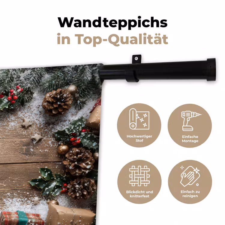 Kerstdecoratie - Geschenken - Hout - Veelkleurig Wandkleed katoen klein -tsfeer2_DE
