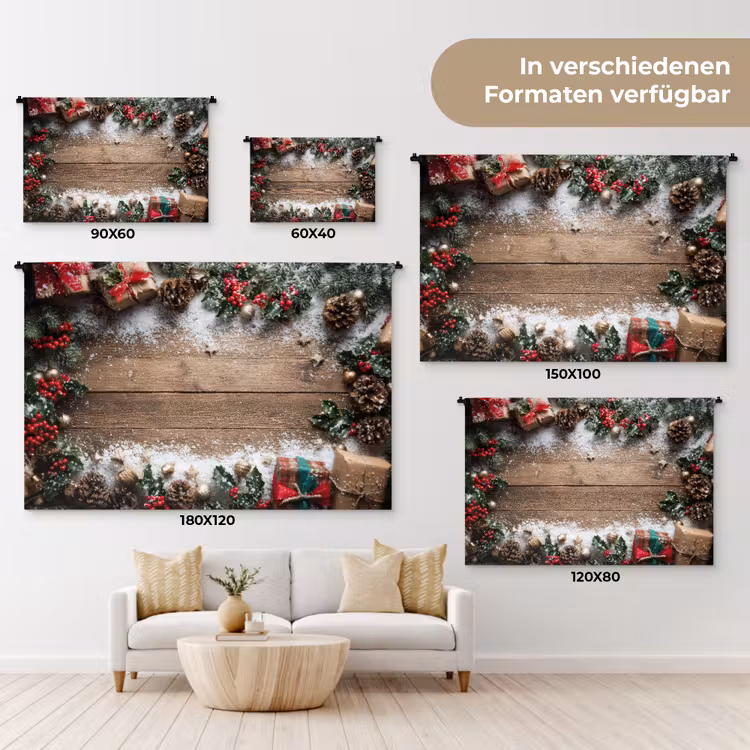 Kerstdecoratie - Geschenken - Hout - Veelkleurig Wandkleed katoen klein -tsfeer8_DE