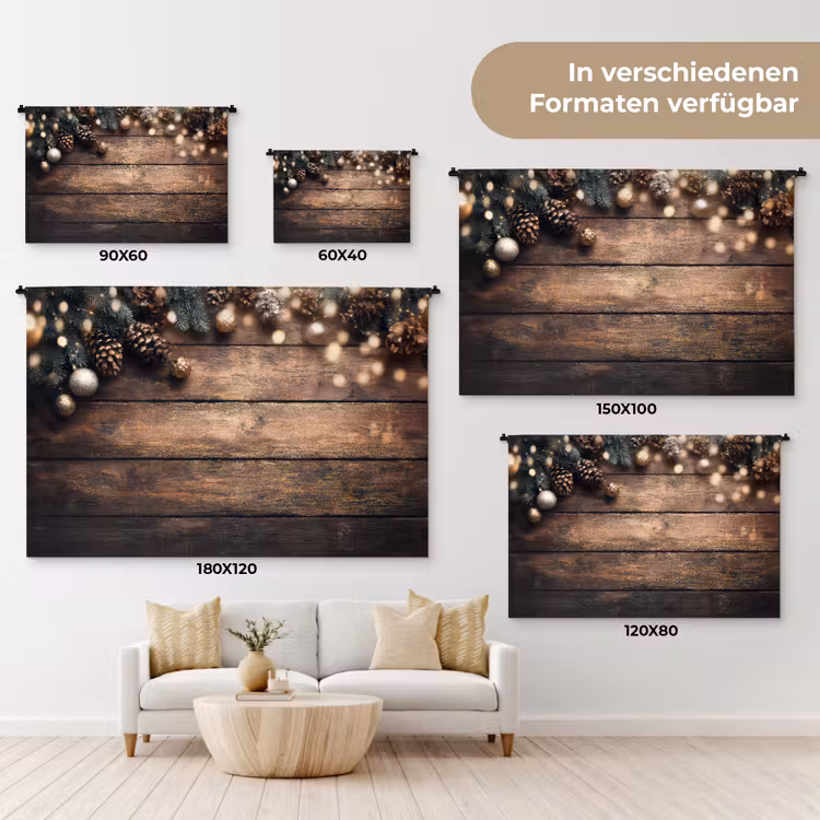 Kerstdecoratie - Houten - Dennenappel - Bruin Wandkleed katoen klein -tsfeer8_DE
